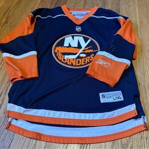 VTG Reebok Blue and Orange Islanders Jersey